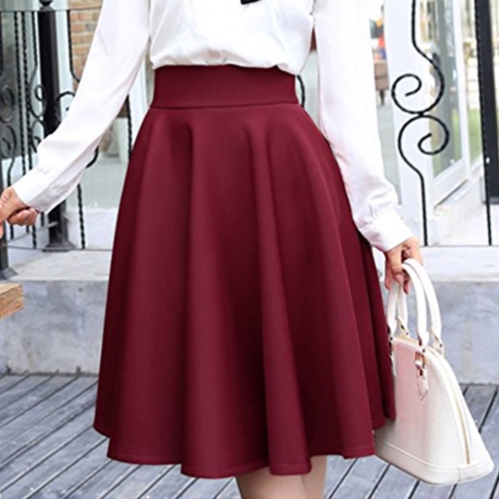 Women's Vintage Flared Pleated Knee Length